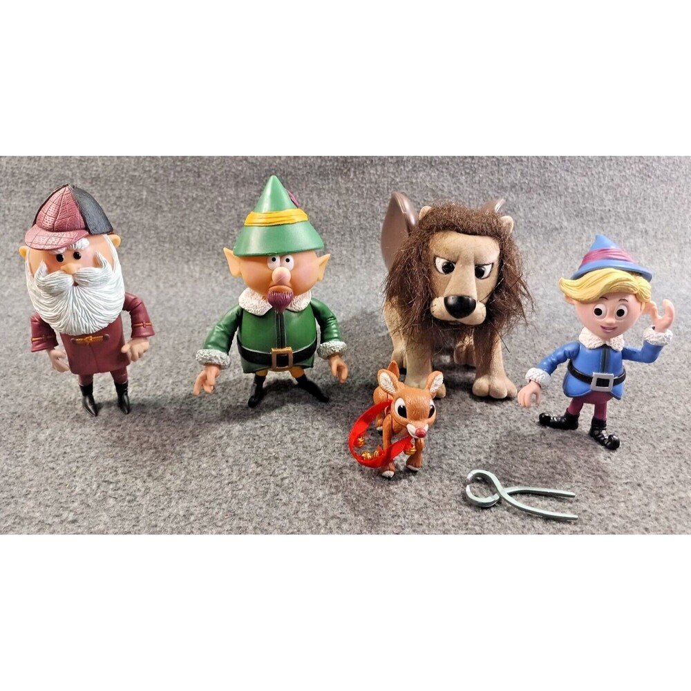Vtg Playing Mantis Inc. Rudolph Santa Misfits Figurines Lion Santa Elves Rudolph